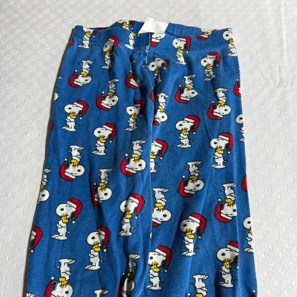 Hanna Andersson 140 (10) Peanuts Snoopy Christmas Long John Pajamas Blue Organic